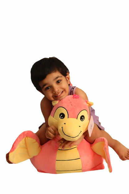 Yellow And Red Polyester Fiber Kids Dragon Soft Toy, For School/Ply School