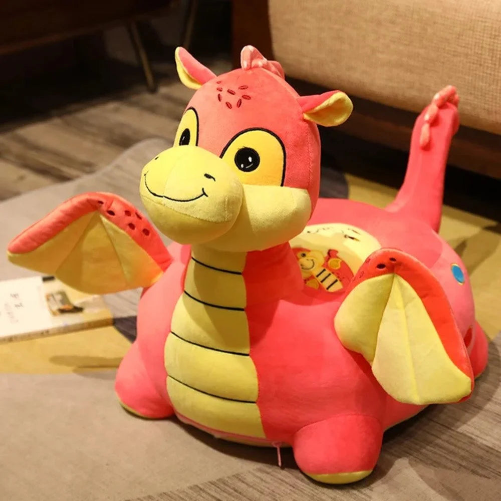 Yellow And Red Polyester Fiber Kids Dragon Soft Toy, For School/Ply School