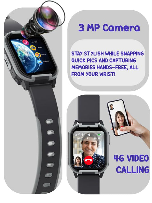 SPIKY Gnome Kids Smartwatch | with HD 4G Video & Voice Calling | IP67 Waterproof, GPS - LBS Tracking - WiFi, Geo Fencing, SOS Button | Best Smartwatch for Kids Boys & Girls | Age 4 to 14 Years