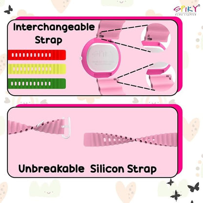 SPIKY Round Analog Kids Watch for Boy and Girls | 30M Water Resistant, Unbreakable Silicone Textured Strap, Printed Star Moon Dial | Best Birthday Gift for Kids | Suitable Age for 3 to 14 Years