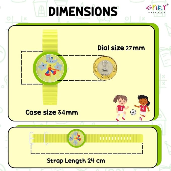 SPIKY Round Analog Kids Watch for Boy and Girls | 30M Water Resistant, Unbreakable Silicone Textured Strap, Printed Star Moon Dial | Best Birthday Gift for Kids | Suitable Age for 3 to 14 Years