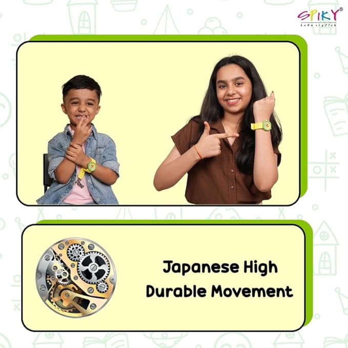 SPIKY Round Analog Kids Watch for Boy and Girls | 30M Water Resistant, Unbreakable Silicone Textured Strap, Printed Star Moon Dial | Best Birthday Gift for Kids | Suitable Age for 3 to 14 Years