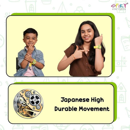 SPIKY Round Analog Kids Watch for Boy and Girls | 30M Water Resistant, Unbreakable Silicone Textured Strap, Printed Star Moon Dial | Best Birthday Gift for Kids | Suitable Age for 3 to 14 Years