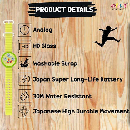 SPIKY Round Analog Kids Watch for Boy and Girls | 30M Water Resistant, Unbreakable Silicone Textured Strap, Printed Star Moon Dial | Best Birthday Gift for Kids | Suitable Age for 3 to 14 Years