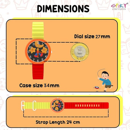 SPIKY Round Analog Kids Watch for Boy and Girls | 30M Water Resistant, Unbreakable Silicone Textured Strap, Printed Star Moon Dial | Best Birthday Gift for Kids | Suitable Age for 3 to 14 Years