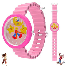 Spiky Round Analog Kids Watch with Star Moon Dial and Textured Strap