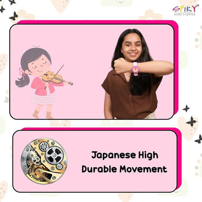 SPIKY Round Analog Kids Watch for Boy and Girls | 30M Water Resistant, Unbreakable Silicone Textured Strap, Printed Star Moon Dial | Best Birthday Gift for Kids | Suitable Age for 3 to 14 Years