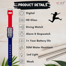 Spiky Rectangle Digital Sports Watch - Alarm, Stopwatch, 50M Water Resistant