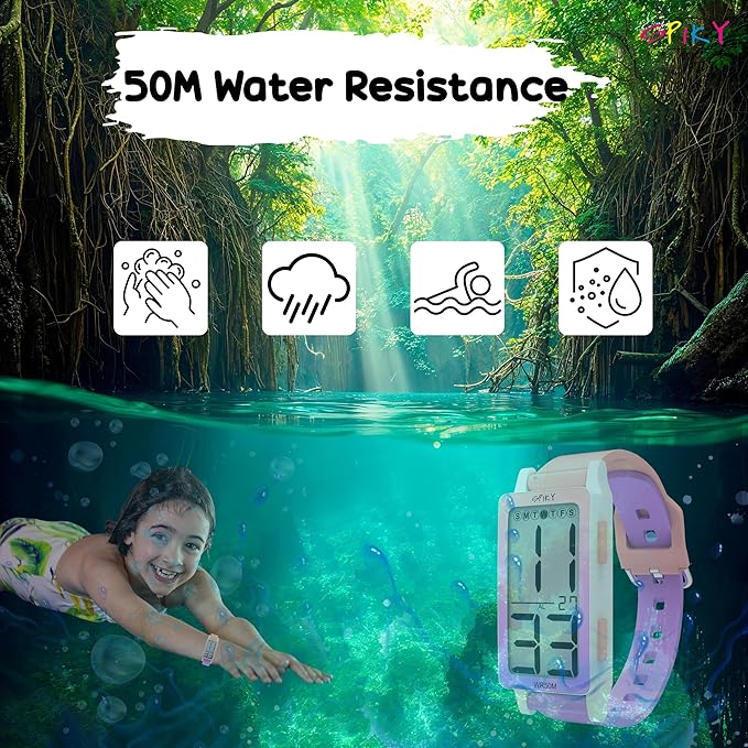 Spiky Rectangle Digital Sports Watch for Kids | Unique & Stylish Multifunctional, Seconds, Alarm, Week Calendar, 50M Water Resistant | Unbreakable Silicone Strap | Best Birthday Gift for Kids Boys and Girls