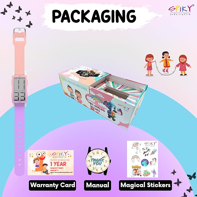 Spiky Rectangle Digital Sports Watch for Kids | Unique & Stylish Multifunctional, Seconds, Alarm, Week Calendar, 50M Water Resistant | Unbreakable Silicone Strap | Best Birthday Gift for Kids Boys and Girls