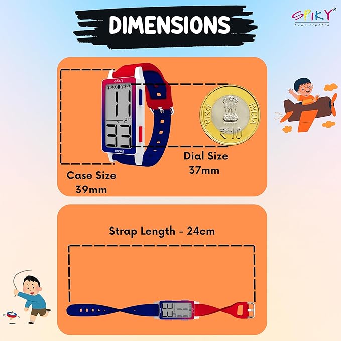 Spiky Rectangle Digital Sports Watch for Kids | Unique & Stylish Multifunctional, Seconds, Alarm, Week Calendar, 50M Water Resistant | Unbreakable Silicone Strap | Best Birthday Gift for Kids Boys and Girls