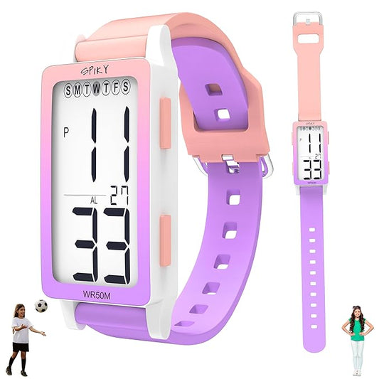 Spiky Rectangle Digital Sports Watch for Kids | Unique & Stylish Multifunctional, Seconds, Alarm, Week Calendar, 50M Water Resistant | Unbreakable Silicone Strap | Best Birthday Gift for Kids Boys and Girls