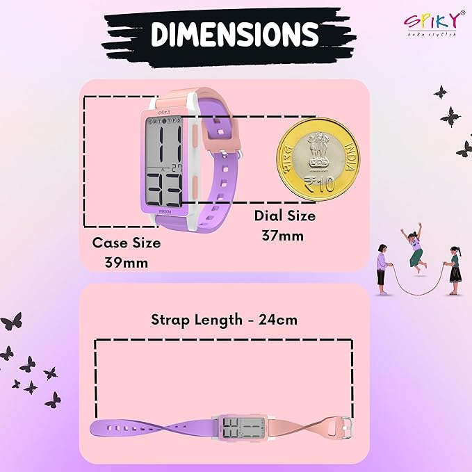 Spiky Rectangle Digital Sports Watch for Kids | Unique & Stylish Multifunctional, Seconds, Alarm, Week Calendar, 50M Water Resistant | Unbreakable Silicone Strap | Best Birthday Gift for Kids Boys and Girls