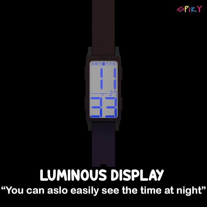 Spiky Rectangle Digital Sports Watch for Kids | Unique & Stylish Multifunctional, Seconds, Alarm, Week Calendar, 50M Water Resistant | Unbreakable Silicone Strap | Best Birthday Gift for Kids Boys and Girls