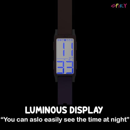 Spiky Rectangle Digital Sports Watch for Kids | Unique & Stylish Multifunctional, Seconds, Alarm, Week Calendar, 50M Water Resistant | Unbreakable Silicone Strap | Best Birthday Gift for Kids Boys and Girls