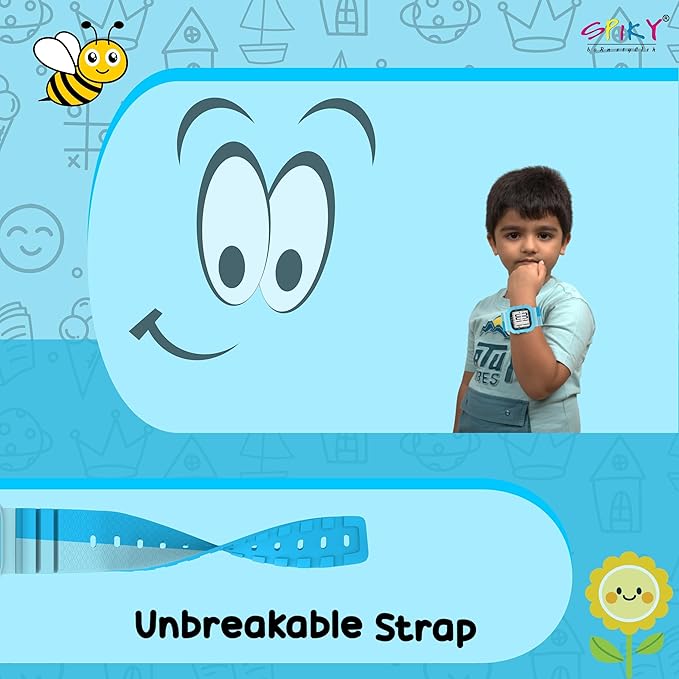 SPIKY Mult-Functional Digital Watch for Kids | 7 Multicolor Luminous Display, Week Calendar, Seconds| 30M Water Resistant | Unbreakable TPU Strap | Best Birthday Gift for Kids Boys and Girls