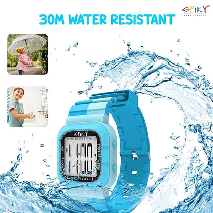 SPIKY Mult-Functional Digital Watch for Kids | 7 Multicolor Luminous Display, Week Calendar, Seconds| 30M Water Resistant | Unbreakable TPU Strap | Best Birthday Gift for Kids Boys and Girls