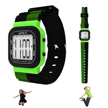 SPIKY Mult-Functional Digital Watch for Kids | 7 Multicolor Luminous Display, Week Calendar, Seconds| 30M Water Resistant | Unbreakable TPU Strap | Best Birthday Gift for Kids Boys and Girls