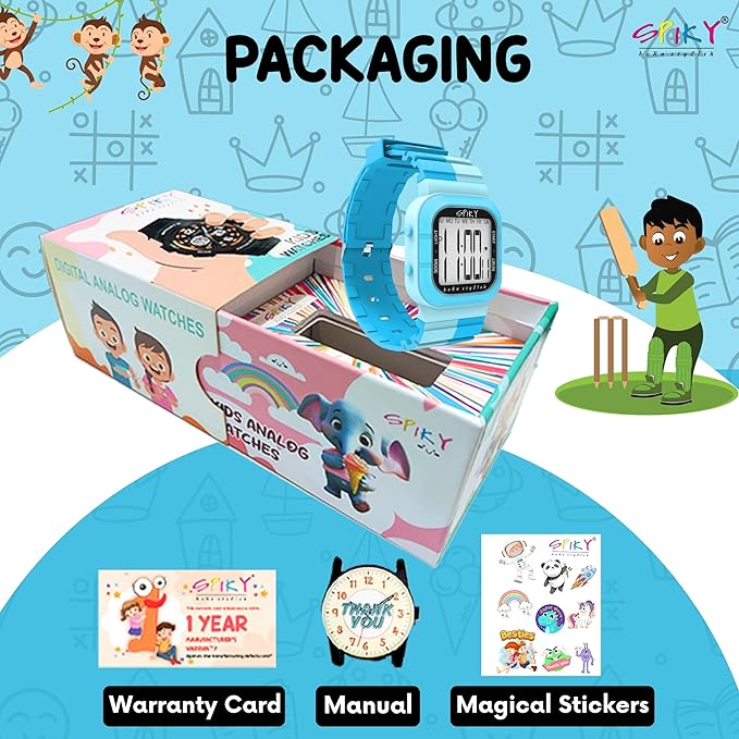 SPIKY Mult-Functional Digital Watch for Kids | 7 Multicolor Luminous Display, Week Calendar, Seconds| 30M Water Resistant | Unbreakable TPU Strap | Best Birthday Gift for Kids Boys and Girls