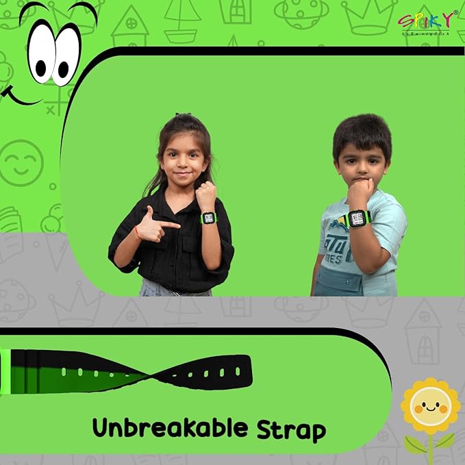 SPIKY Mult-Functional Digital Watch for Kids | 7 Multicolor Luminous Display, Week Calendar, Seconds| 30M Water Resistant | Unbreakable TPU Strap | Best Birthday Gift for Kids Boys and Girls