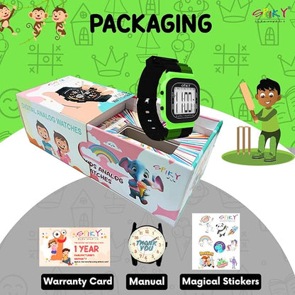 SPIKY Mult-Functional Digital Watch for Kids | 7 Multicolor Luminous Display, Week Calendar, Seconds| 30M Water Resistant | Unbreakable TPU Strap | Best Birthday Gift for Kids Boys and Girls