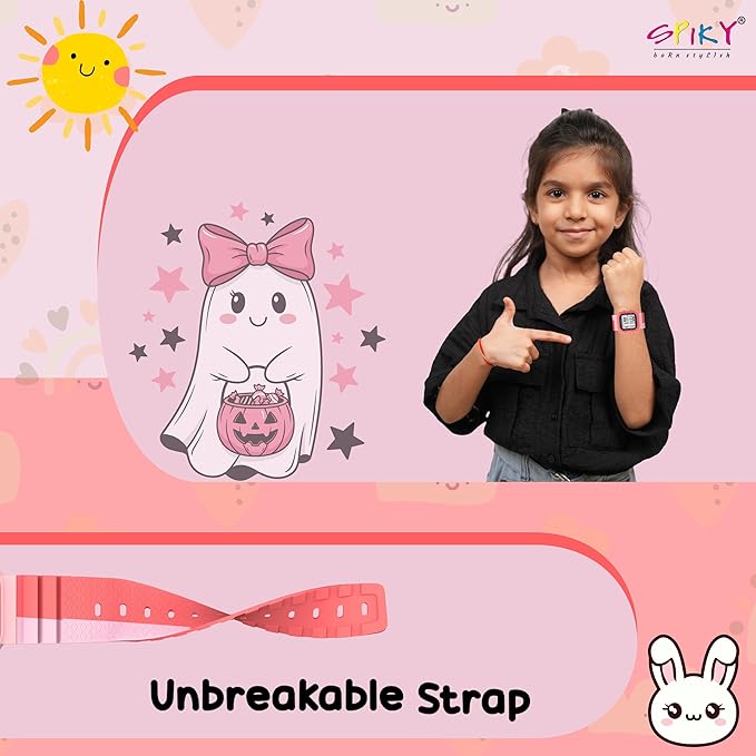 SPIKY Mult-Functional Digital Watch for Kids | 7 Multicolor Luminous Display, Week Calendar, Seconds| 30M Water Resistant | Unbreakable TPU Strap | Best Birthday Gift for Kids Boys and Girls