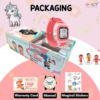 SPIKY Mult-Functional Digital Watch for Kids | 7 Multicolor Luminous Display, Week Calendar, Seconds| 30M Water Resistant | Unbreakable TPU Strap | Best Birthday Gift for Kids Boys and Girls