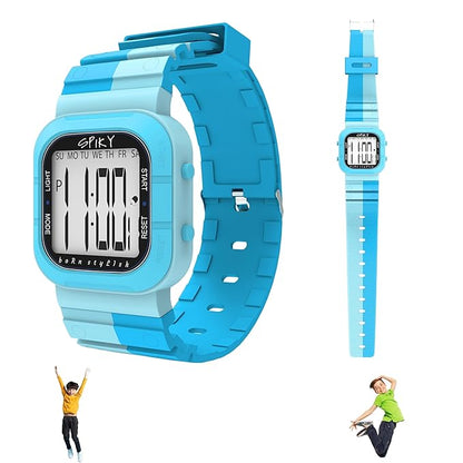 SPIKY Mult-Functional Digital Watch for Kids | 7 Multicolor Luminous Display, Week Calendar, Seconds| 30M Water Resistant | Unbreakable TPU Strap | Best Birthday Gift for Kids Boys and Girls