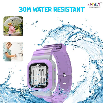 SPIKY Mult-Functional Digital Watch for Kids | 7 Multicolor Luminous Display, Week Calendar, Seconds| 30M Water Resistant | Unbreakable TPU Strap | Best Birthday Gift for Kids Boys and Girls