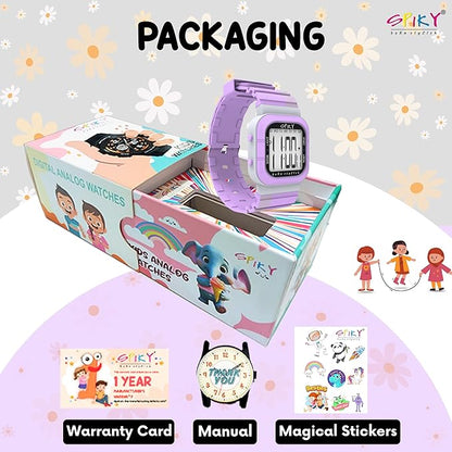 SPIKY Mult-Functional Digital Watch for Kids | 7 Multicolor Luminous Display, Week Calendar, Seconds| 30M Water Resistant | Unbreakable TPU Strap | Best Birthday Gift for Kids Boys and Girls