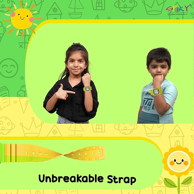 SPIKY Mult-Functional Digital Watch for Kids | 7 Multicolor Luminous Display, Week Calendar, Seconds| 30M Water Resistant | Unbreakable TPU Strap | Best Birthday Gift for Kids Boys and Girls