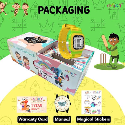 SPIKY Mult-Functional Digital Watch for Kids | 7 Multicolor Luminous Display, Week Calendar, Seconds| 30M Water Resistant | Unbreakable TPU Strap | Best Birthday Gift for Kids Boys and Girls