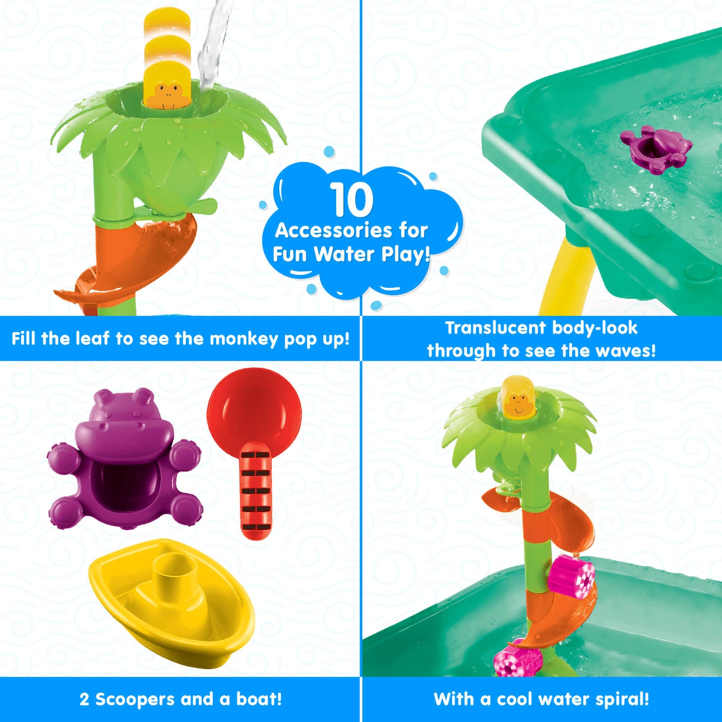 Funskool Kid Giggles Splash N Fun Water Play Table, 10 Accessories for Water Fun Play, Ideal for Pre-Schoolers, Multi-Colour.