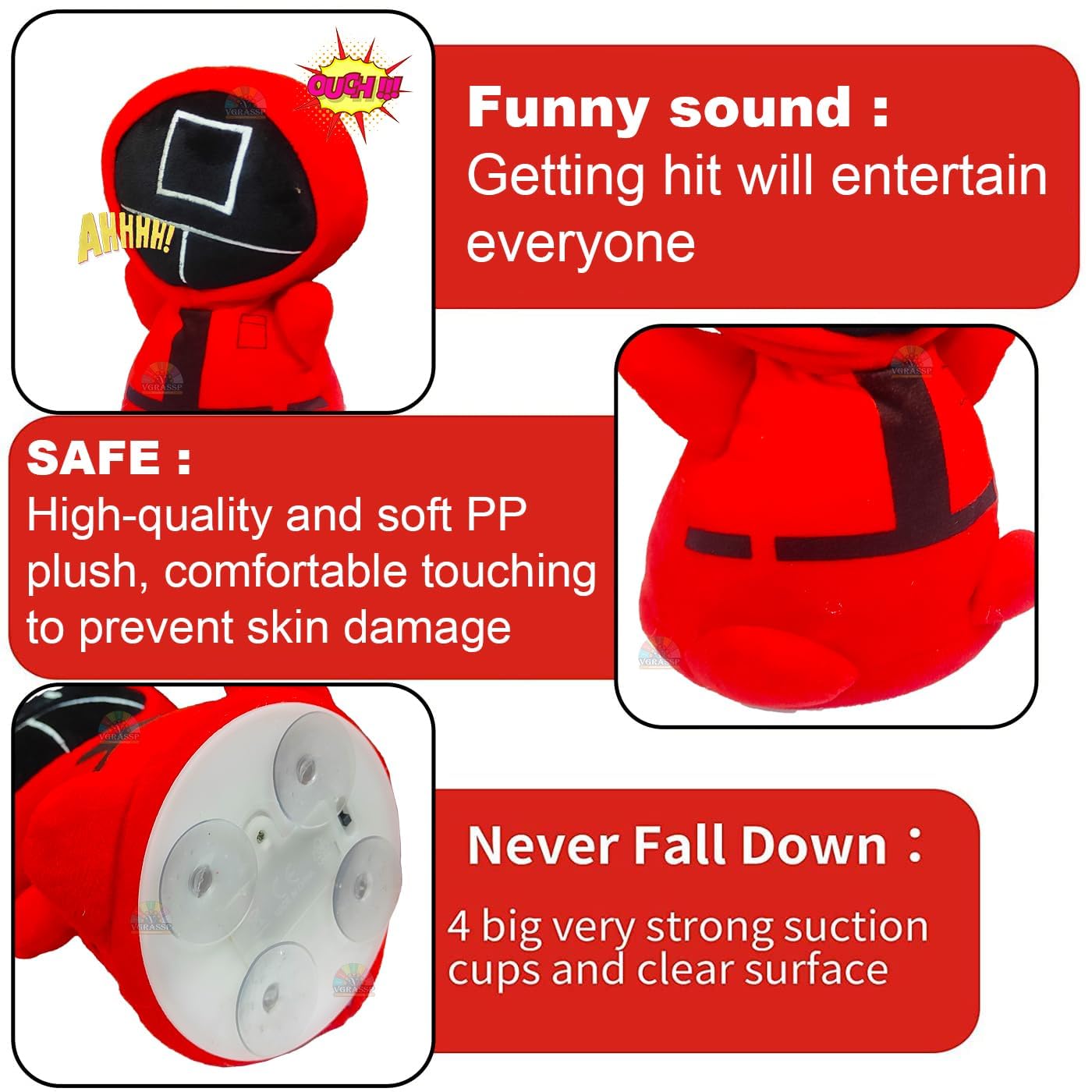 VGRASSP Electric Plush Stress Relief Boxing Desk Toys, Punching Bag Angry Management Doll, Antistress Doll Toy for Adults and Children to Vent Stress Color and Design as Per Stock (Punch Me Doll)