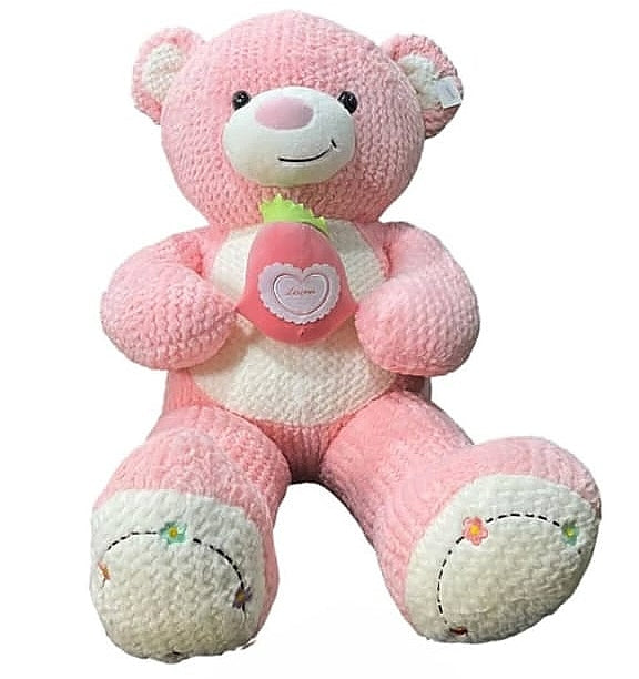 Pink Teddy Bear with Strawberry 100cm