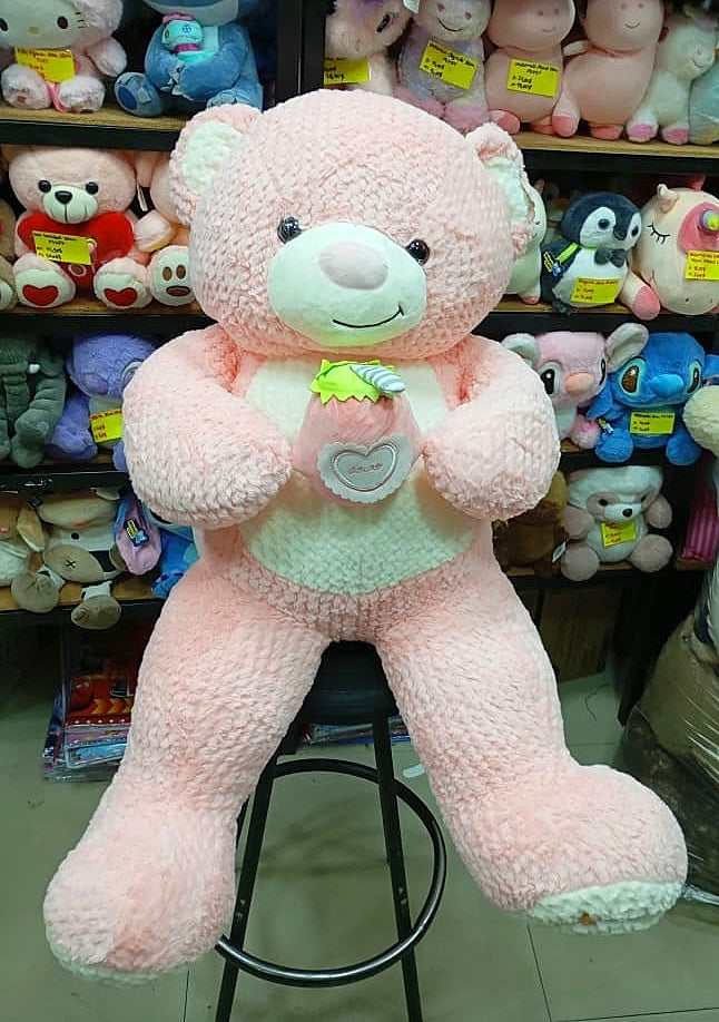 Pink Teddy Bear with Strawberry 100cm