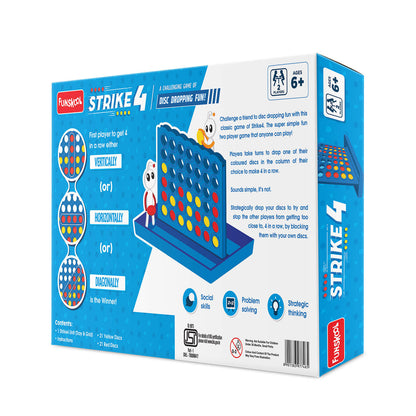 Funskool Strike 4, Classic Disc Dropping Game, Strategy Game, Board Game for Kids, Adults, Families, Educational, 2 Players, Family Fun, Activity Toy for Childrens, Gift Set for Kid, Ages 6+ Years