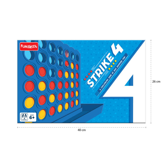 Funskool Strike 4, Classic Disc Dropping Game, Strategy Game, Board Game for Kids, Adults, Families, Educational, 2 Players, Family Fun, Activity Toy for Childrens, Gift Set for Kid, Ages 6+ Years