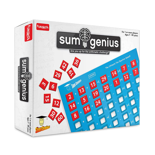 Funskool Sum Genius, Strategy Game, Board Game for Kids, Adults, Families, Educational, Fun, 1+ Players, Family Fun, Learning Activity Toy for Childrens, Gift Set for Kid, Ages 7+ Years