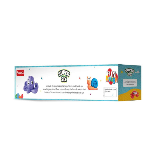 Funskool Fundough Super Six, 6 tubs of Dough, 50 grams each, Toys for Kids, Shaping, Sculpting, 3 Years and Above, Multicolour