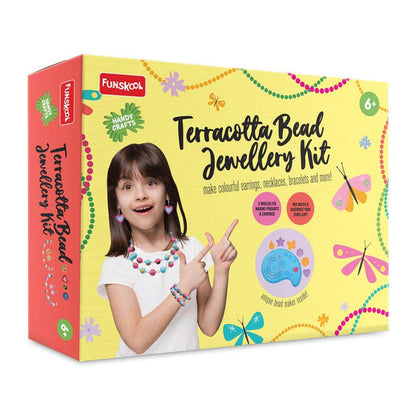 Handycrafts - Terracota Bead Jewellery, Jewellery Making Kit, for The Young accesory Designer, 6 Years +, DIY Terracota Beads