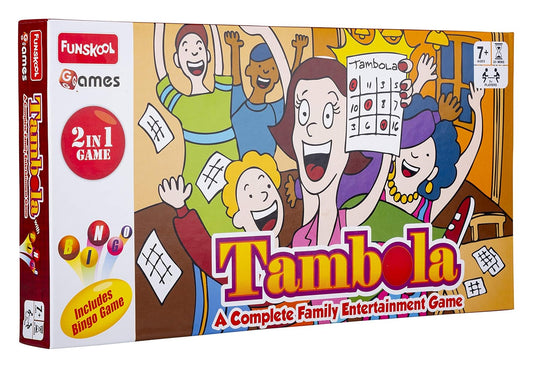 Funskool Kid Games,Tambola 2 in 1 Game, A Complete Family Entertainment Game, Reusable Tickets, 2+ Players,Ages 7 and Above,