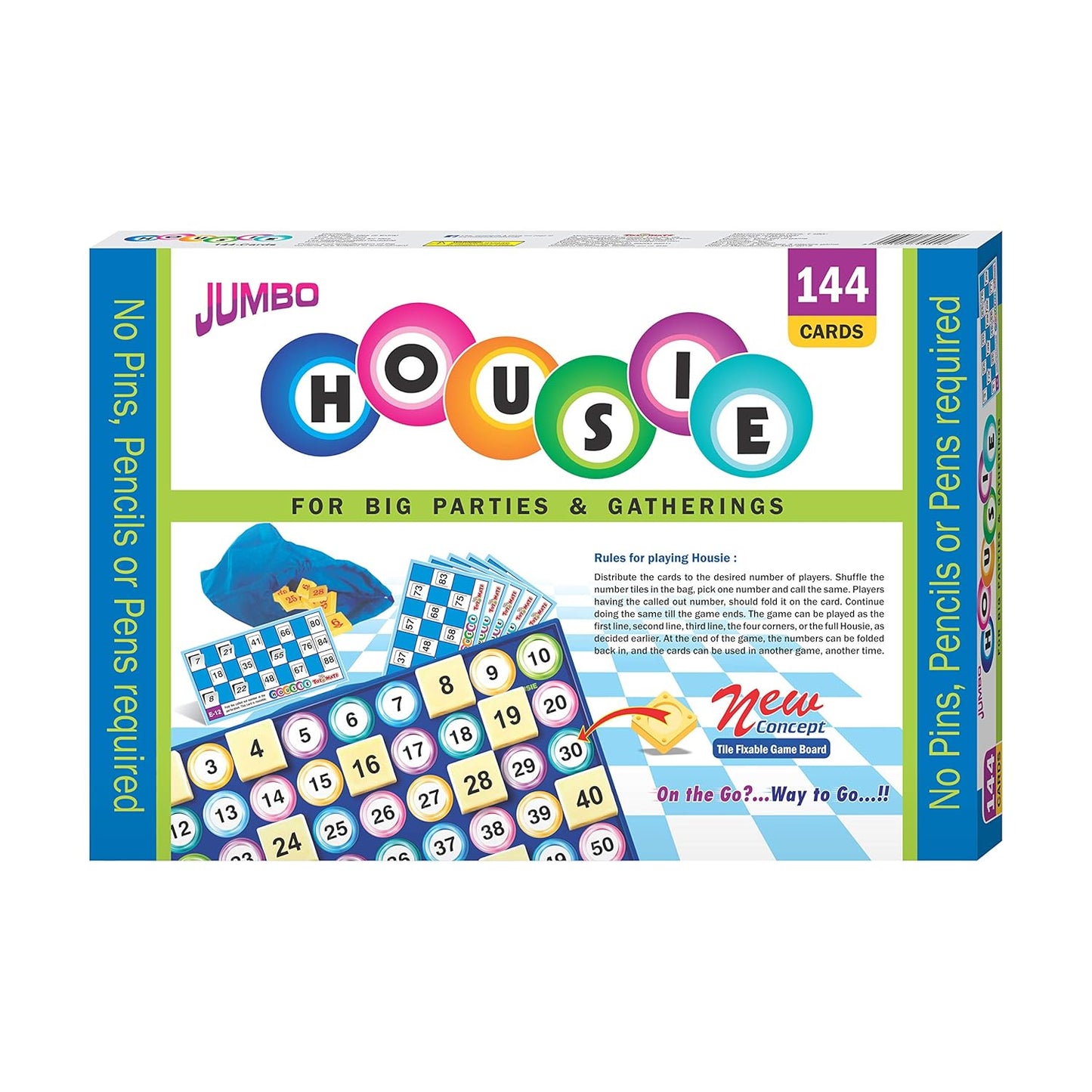 Toymate Jumbo Housie Board Board Game - 144 Reusable Folding Cards Bingo Lotto Tambola Family Game for All Adults and Kids