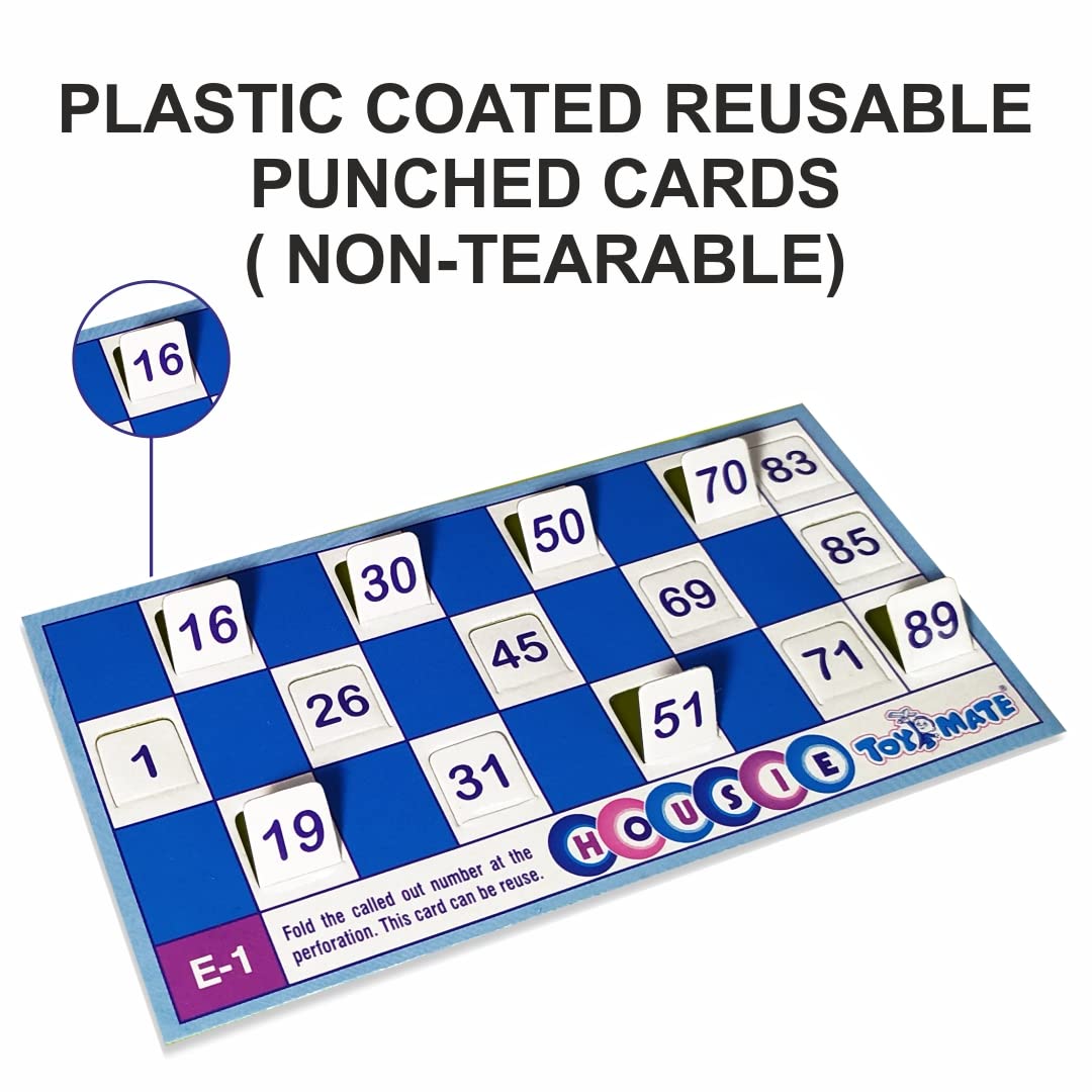 Toymate Jumbo Housie Board Board Game - 144 Reusable Folding Cards Bingo Lotto Tambola Family Game for All Adults and Kids