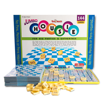 Toymate Jumbo Housie Board Board Game - 144 Reusable Folding Cards Bingo Lotto Tambola Family Game for All Adults and Kids