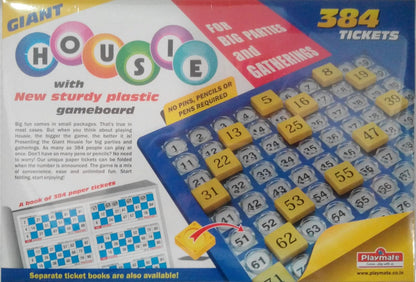 toymate Giant Housie Tambola Bingo Game Set | 384 Tickets & Sturdy Plastic Gameboard | No Pins or Pens Required | Family Party Game for Large Groups, Events, Kitty Parties & Gatherings