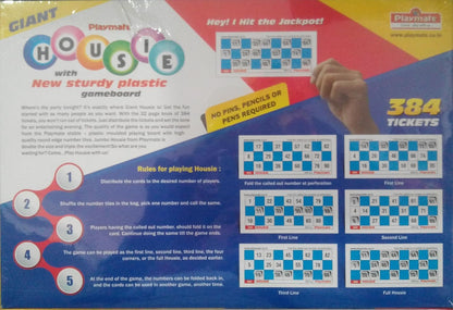 toymate Giant Housie Tambola Bingo Game Set | 384 Tickets & Sturdy Plastic Gameboard | No Pins or Pens Required | Family Party Game for Large Groups, Events, Kitty Parties & Gatherings