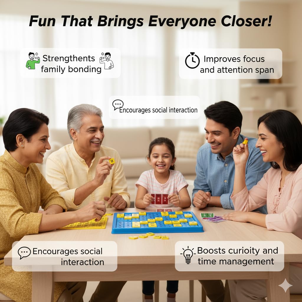 toymate Premium Housie Game – The Big Party Entertainment | 72 Reusable Colourful Cards, 13x12 Inch Plastic Play Board, 30mm Big Tiles | No Pins or Pencils Needed | Family Fun Tambola Game