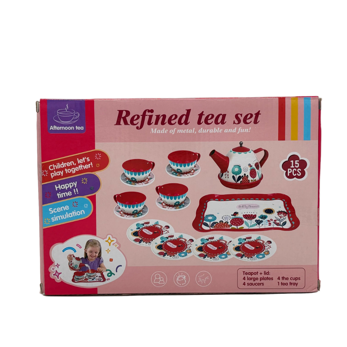 Refined Metal Tea Set – 15 Pcs Afternoon Tea Play Set