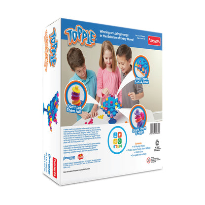 Funskool Original Topple, Strategy Game, Board Game for Kids, Adults, Families, Educational, Fun, 2 to 4 Players, Family Fun, Learning Activity Toy for Childrens, Gift Set for Kid, Ages 6+ Years